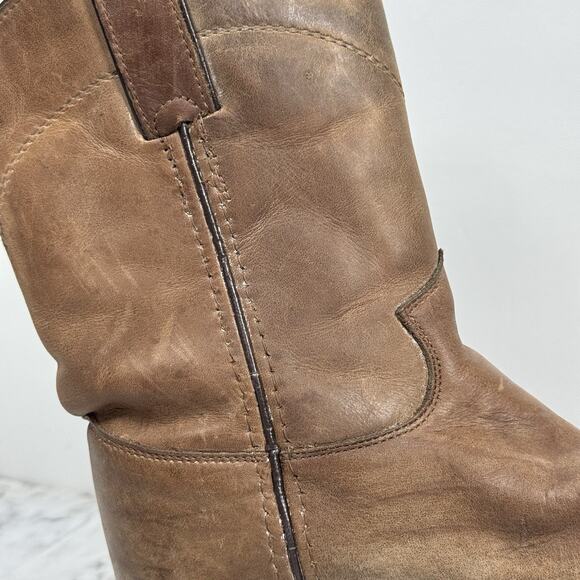 Justin Boots Western Junior Roper Leather Youth Work 3410Y Pull On Size 1 D - Picture 7 of 8